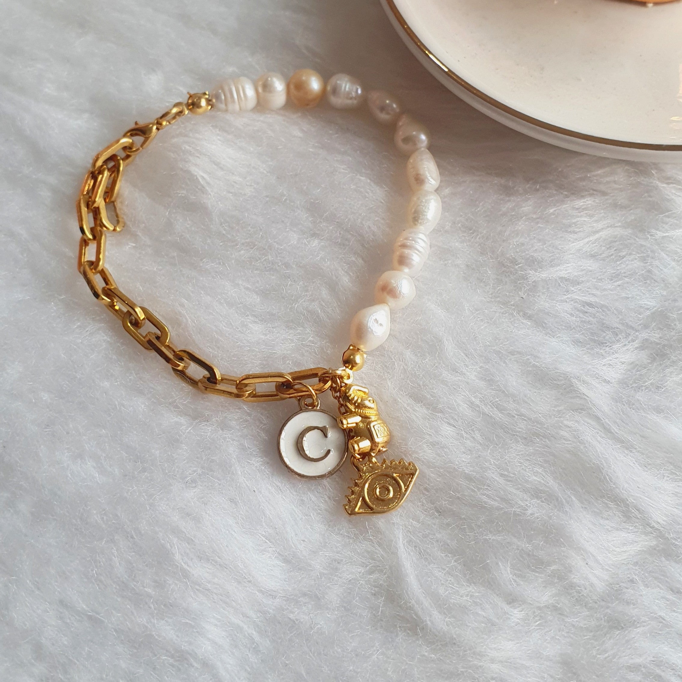 PULSERA PERLA INICIAL