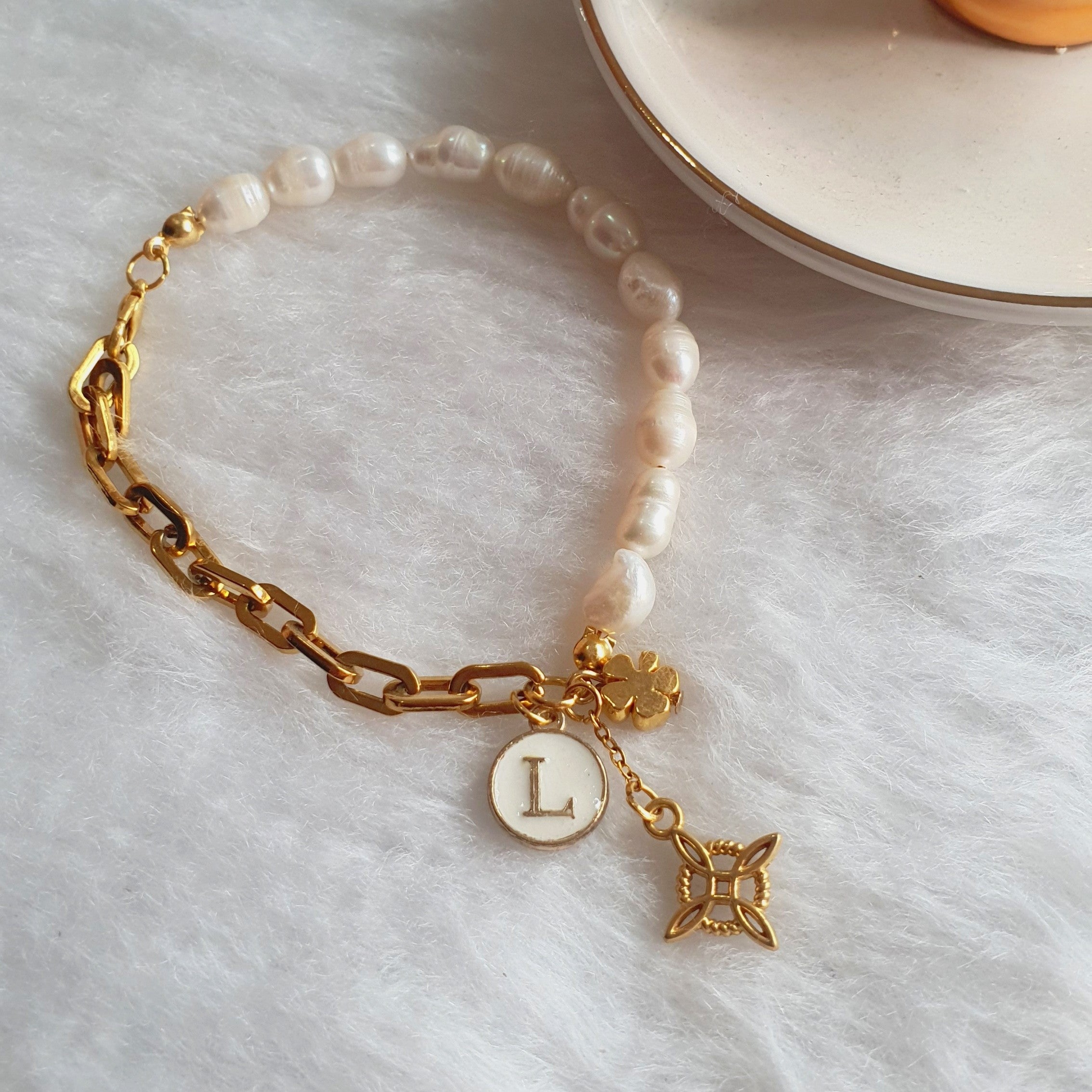 PULSERA PERLA INICIAL