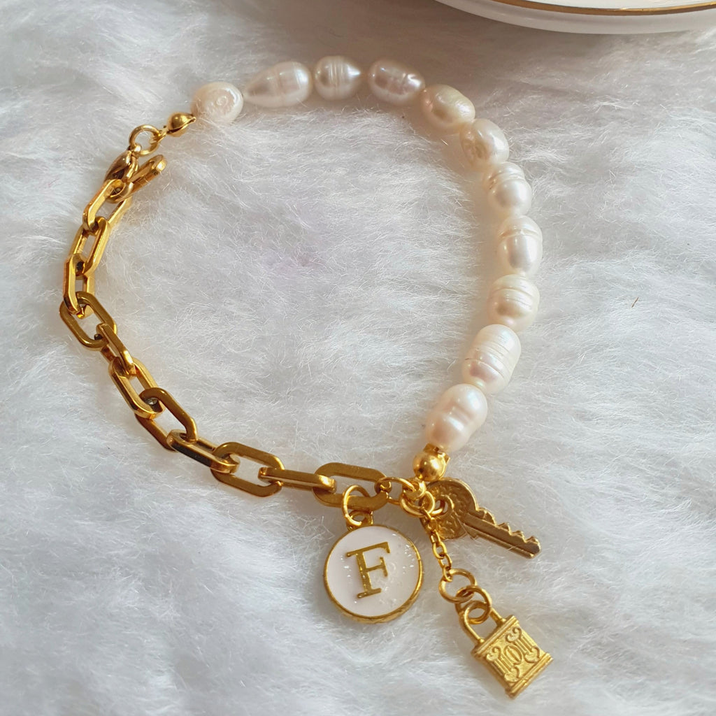PULSERA PERLA INICIAL